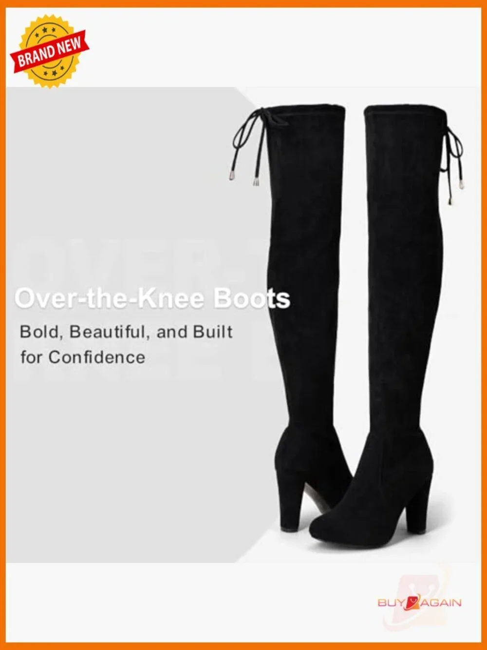 Suede Over The Knee Boots with 3.5 Inch Heel and Side Zipper